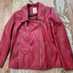We the Free Jealousy  Vegan Leather. Moto Red Jacket size small